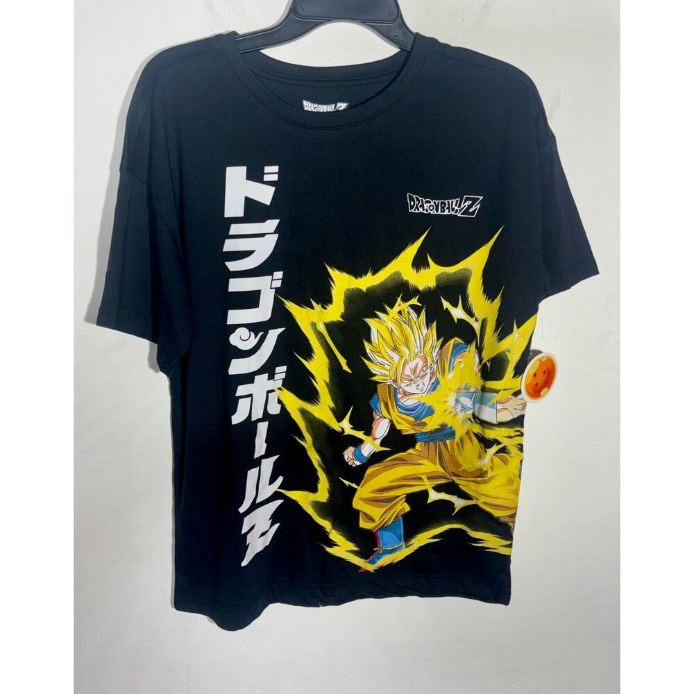 Dragon Ball Z Goku Vegeta T Shirt Size 18 Black Double Sided Anime DBZ NWT